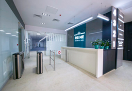 Тумбовые турникеты ТВ01, ограждения серии BH, бизнес-центр Prime Business Park, Казахстан